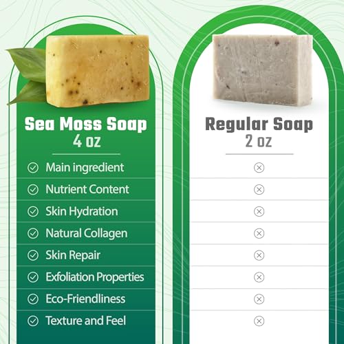 TrueSeaMoss Detoxifying Sea Moss Soap - All-Natural Soap with Coffee Vanilla Coconut & Oatmeal Honey - Gentle on Sensitive Skin for Face and Body Use, Gift for Men & Women