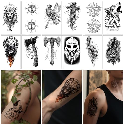 Viking Temporary Tattoos Waterproof 30 Sheets
