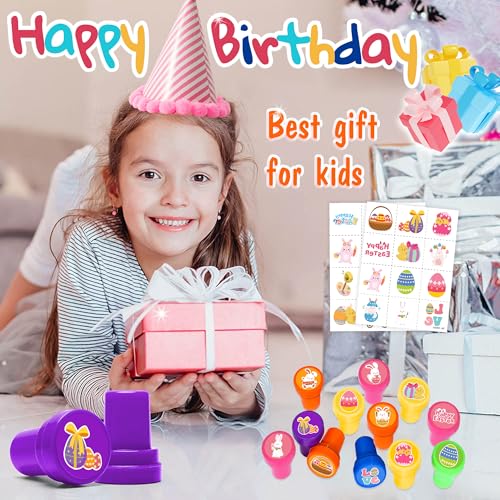 Easter Party Favors Set - 24 Temporary Tattoos & 12 Stamps
