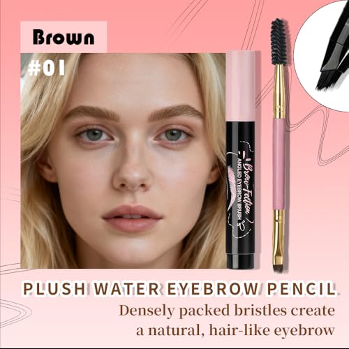 Brown Eyebrow Pen with Spoolie - Waterproof Microblading Brow