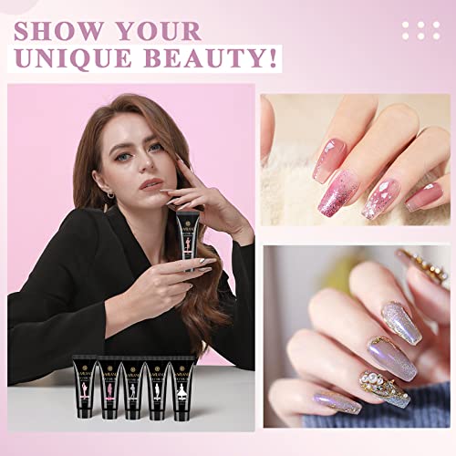 SAVILAND Poly Nail Gel Kit-8 Colors Poly Nail Extension Gel White Pink Glitter with 96W U V Nail Lamp Slip Solution Nail Tools All in 1 Nail Kits Starter Kit for Nail Salon Home DIY