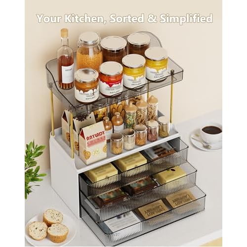 Bathroom Organizers and Storage, Makeup Organizer (Sturdy Durable Attractive), Ideal for Vanity, Countertop, Counter, Perfume, Skincare, Cabinet, Cosmetic, Dresser Organizer (Black)