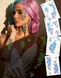 Luminous Mermaid Scale Temporary Tattoos - 16 Sheets Glow in Dark