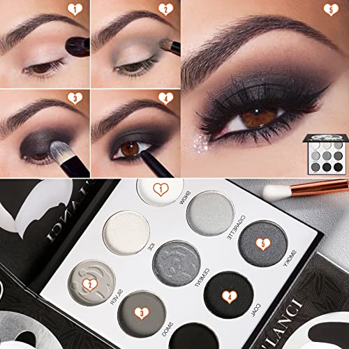 Black Smoky Eyeshadow Palette - 9 Matte & Shimmer Shades