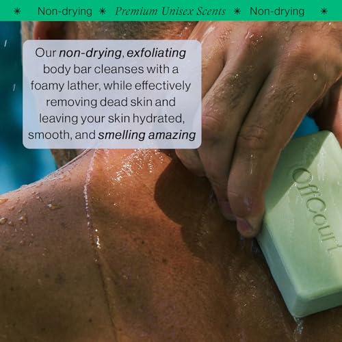 OffCourt Exfoliating Body Soap – Deep Cleansing and Best Exfoliating Soap for Men and Women. Non-Drying Bar and Medium Strength Fresh Fig Leaves Scent. For All Skin Types (5oz, 1 Pack)