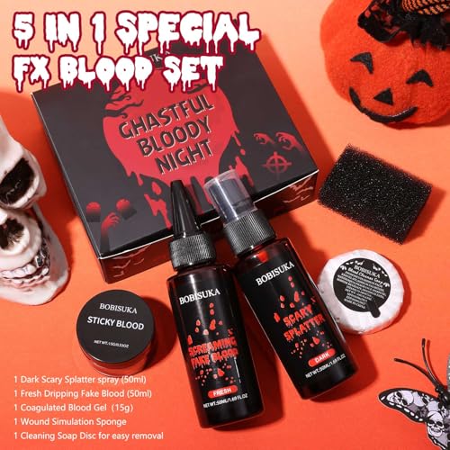 Halloween Fake Blood SFX Makeup Kit – 5 Piece Set