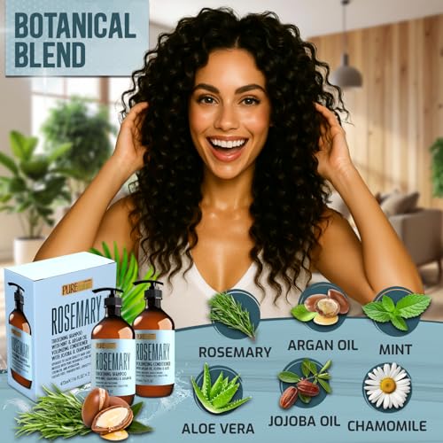 Rosemary Shampoo & Conditioner Set - Sulfate Free Volumizing Care for Thinning Hair