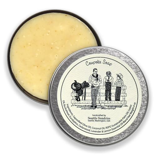 Seattle Sundries Eucalyptus & Cedarwood Soap, Retro Western Gift for Men & Women - 1 (4oz) All Natural Cowboy Soap Bar in a Gift Tin, Handmade