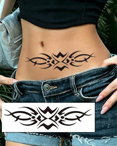30-Piece Tribal Temporary Tattoos for Adults - Black Waterproof