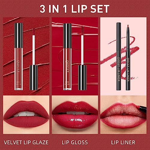 3-In-1 Lip Kit: Lipliner, Lipstick & Gloss Set - Black Magic