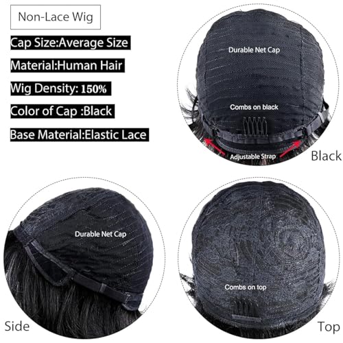 VRZ Pixie Cut Wig Human Hair Glueless Layered Black