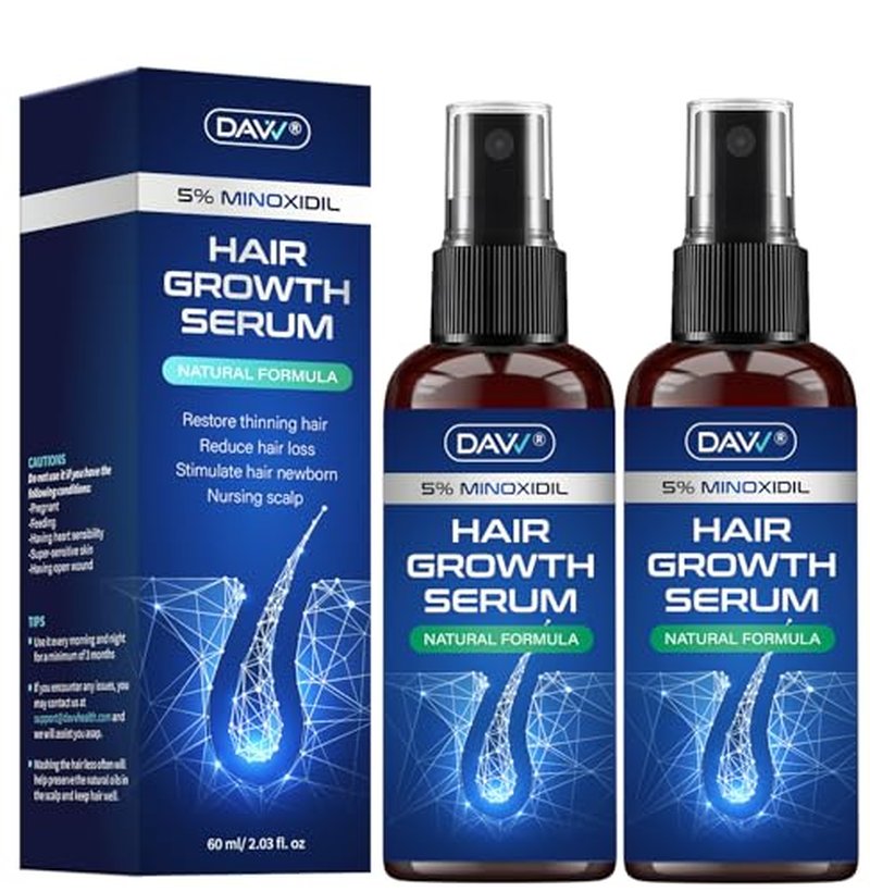 5% Minoxidil Hair Growth Spray for Women & Men - 2 Pack
