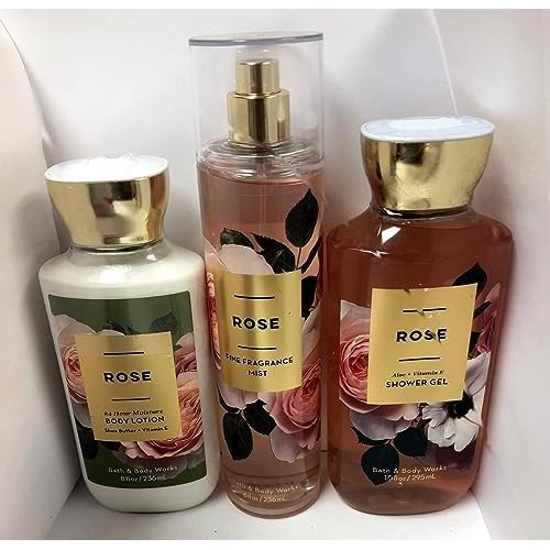 Bath and Body Works - Rose - Shower Gel, Body Lotion, & Fine Fragrance Mist Daily Trio Summer 2018