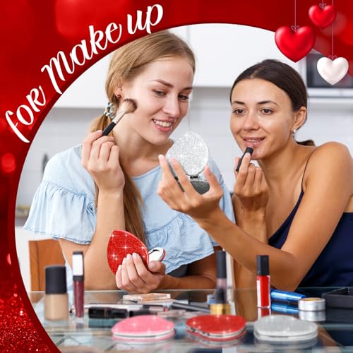 Heart Compact Folding Mirror 3-Pack, 1x/2x Magnifying Pocket Mirror