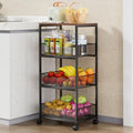 HapiRm 4-Tier Rolling Kitchen Cart with Wood Top & Wheels