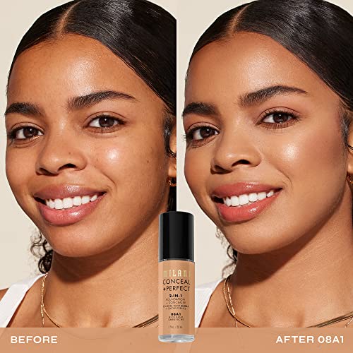 Milani Conceal + Perfect 2-in-1 Foundation + Concealer - Rich Sand (1 Fl. Oz.) Cruelty-Free Liquid Foundation - Cover Under-Eye Circles, Blemishes & Skin Discoloration for a Flawless Complexion