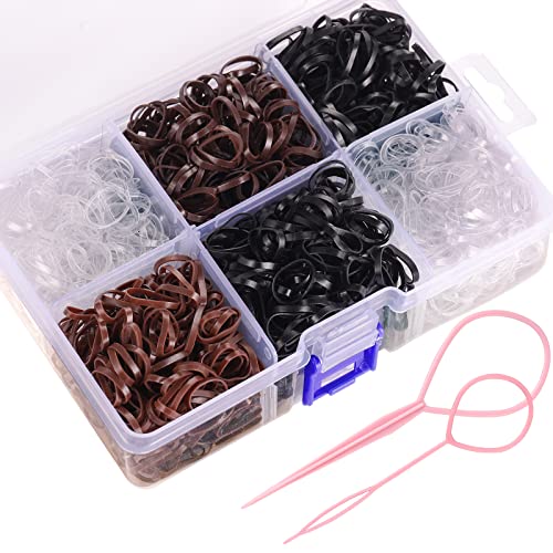 Funtopia Mini Hair Ties 2500Pcs Soft Rubber Bands with Organizer Box