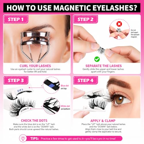 Vevela Magnetic Eyelashes Kit - Natural Look Volume Reusable False Lashes with Applicator