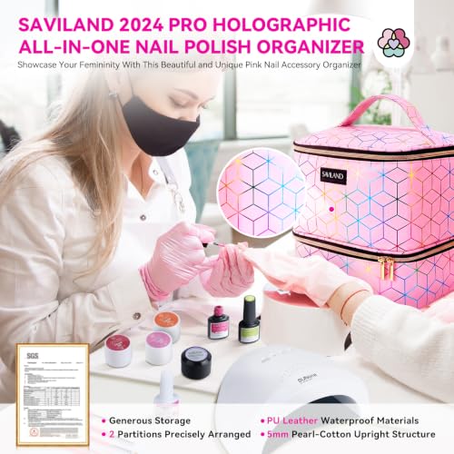 SAVILAND Nail Polish Organizer Bag - Holds 30 Bottles