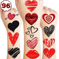 96PCS Red Heart Temporary Tattoos - Party Favors & Decorations