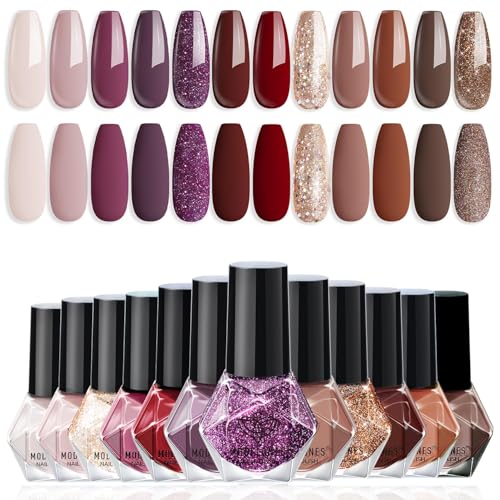 modelones Fall Nail Polish Set - 12 Colors Mellow Charm, Quick Dry, Long-Lasting