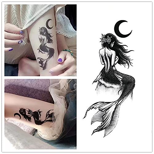 DaLin Mermaid Temporary Tattoos, 4 Large Sheets (2-7 Days)
