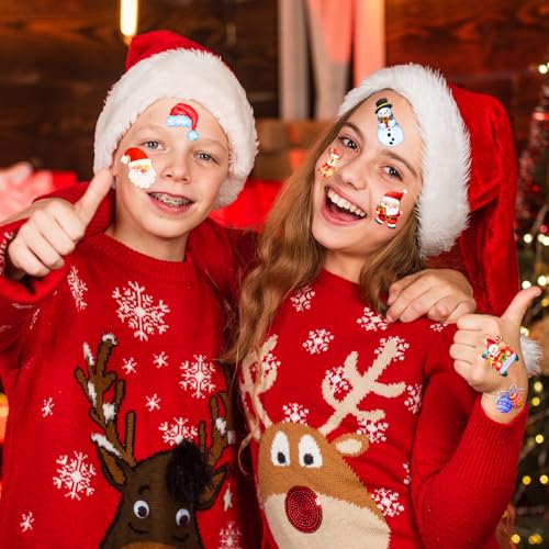winthrop 240 Pcs Bulk Christmas Temporary Tattoos for Kids, Individually Wrapped Safety Waterproof Tattoos Stickers, Best Choice for Christmas Goody Bag Stuffers, 60 Different Designs Santa Snowman