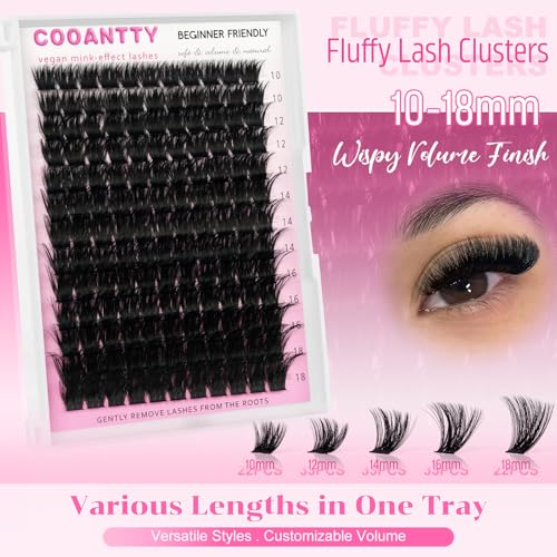 Fluffy Lash Clusters 200D Mink Effect Volume Eyelashes 10-18mm