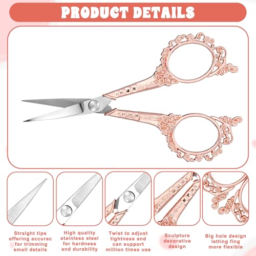 Professional Gold Eyebrow Scissors with Case - Stainless Steel