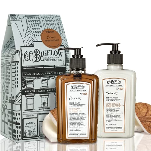 C.O. Bigelow Coconut Apothecary Duo Hand Care Gift Set, Hand Wash & Body Lotion, Liquid Soap & Moisturizing Lotion, Set of 2, 10 Fl Oz