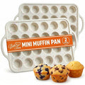 BAKE BOSS Mini Muffin Pan – 24 Cup Silicone Molds, 2 Pack
