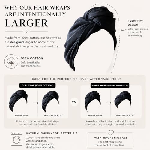 Elizabeth Roberts 100% Cotton Hair Towel Wrap for All Hair Types