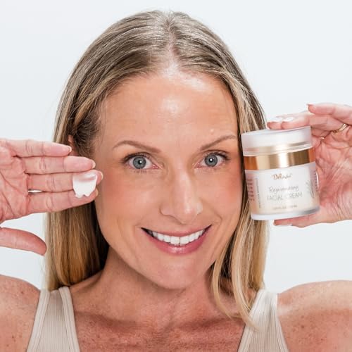 Deluvia Rejuvenating Facial Cream | Organic Aloe Vera, Coconut Oil, Vitamin C + E | Dead Sea Minerals | Daily Face Lotion for Dry Skin, Sensitive Skin