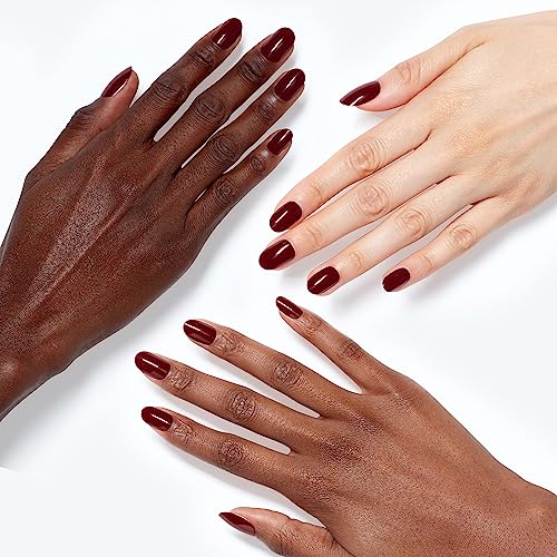 OPI xPRESS/ON Press On Nails, Up to 14 Days of Wear, Gel-Like Salon Manicure, Vegan, Sustainable Packaging, With Nail Glue, Short Red Nails, Malaga Wine