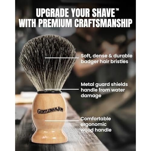 Gentleman Jon Complete Shaving Brush Kit ? Old Fashion Shaving Kit for Men, Includes Shave Brush, Bowl, Soap & Stand, Vintage Wet Shave Mug, Barber-Style 4-Piece Gift Set, Men's Barber Accessories
