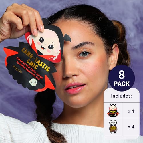 SpaLife Beauty Halloween Face Mask Hauntingly Chic Bundle | Korean Facial Masks | Firming and Detoxifying Face Mask Set | Halloween Gifts for Women | Facial Sheet Masks | 8 Pack