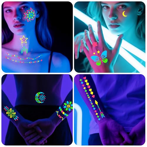 UV Neon Face Paint Markers + 57 Stencils