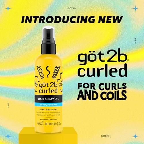 Got2b Curled Hair Spray Oil 4oz for Curl Types 3-4