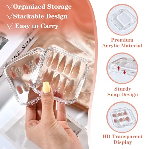 48 Press On Nail Storage Boxes with 180 Adhesive Strips