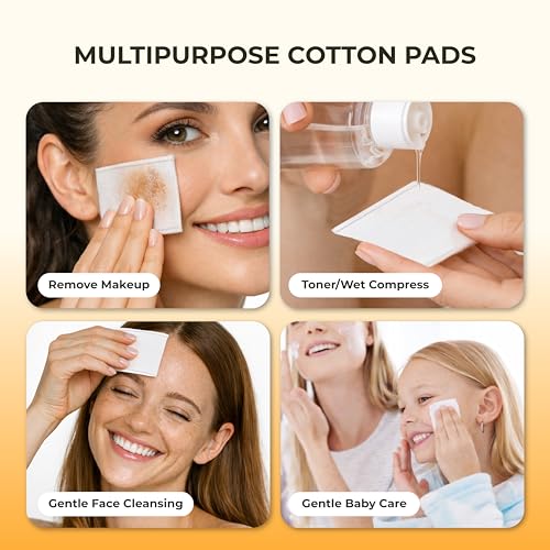 Soft Plus Cotton Pads for Face, Medium Thick Dual-Sided Cotton Rounds, Lint Reduced, Tear Resistant & Absorbent, Makeup Remover Pads & Toner Pads for Daily Skincare (1,000 Counts)