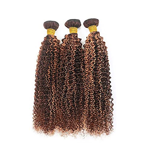 Kinky Curly Human Hair Bundles 22 24 26 inch Color 30