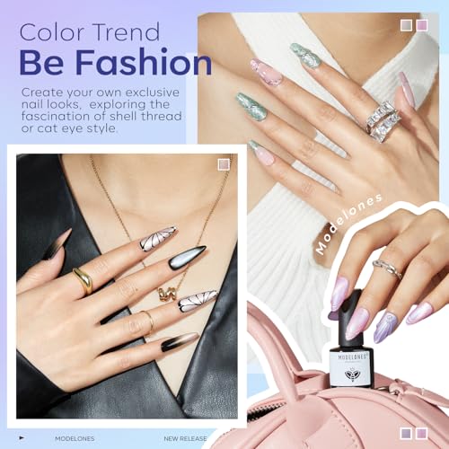 Modelones Pearl Cat Eye Gel Nail Polish Set with Magnet - 6 Colors