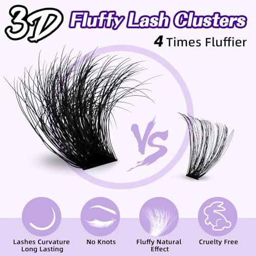 100D+200D Fluffy Lash Clusters Kit 10-18MM DIY Eyelash Extensions