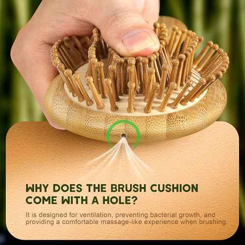 BFWood Bamboo Hair Brush Set, 4 PCS Natural Wooden Combs Paddle Detangling Hairbrush, Wide-tooth and Tail Comb and Mini Paddle Brush for Traveling, Suit for Women & Men