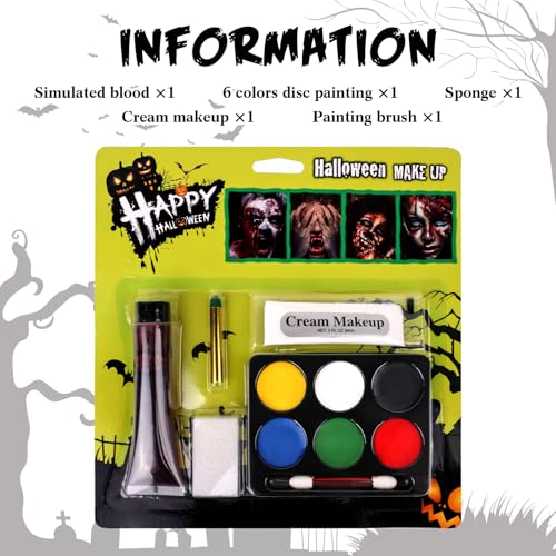 Face Body Paint Set, Halloween SFX Makeup Kit with Fake Blood