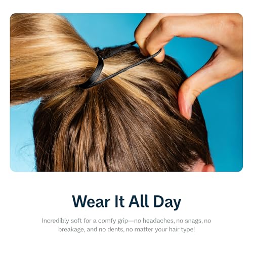 Gimme Beauty Low Profile Hair Ties - Black, 20 Pack, Gentle Secure Elastic Bands