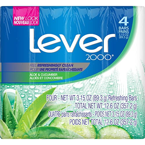 Lever 2000 Bar Soap, Aloe & Cucumber, 3.15 oz, 4 Bar