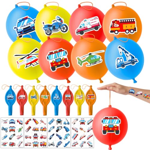 Emergency Vehicle Party Favors Set 72-Piece with Balloons & Tattoos