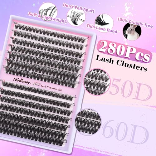 Newcally 50D+60D Lash Clusters Kit - DIY Eyelash Extensions