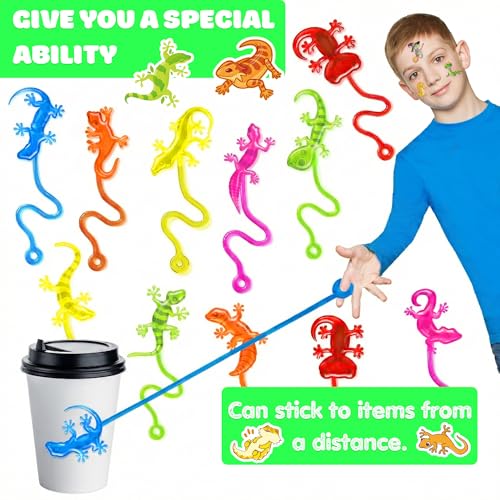 48 Pcs Gecko Reptile Party Favors - Stick Hands & Tattoos